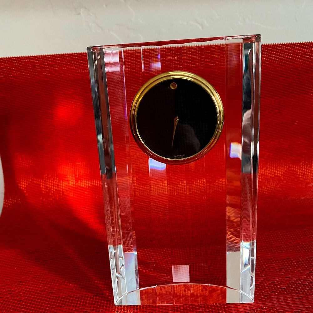HEAVY CRYSTAL MOVADO CLOCK OVAL